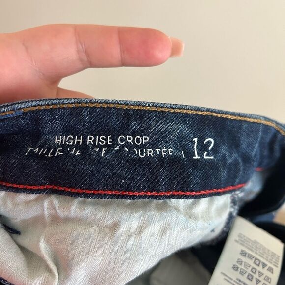 Tommy Hilfiger Medium Wash Distressed High Rise Crop Jeans Size 12 - Picture 4 of 7